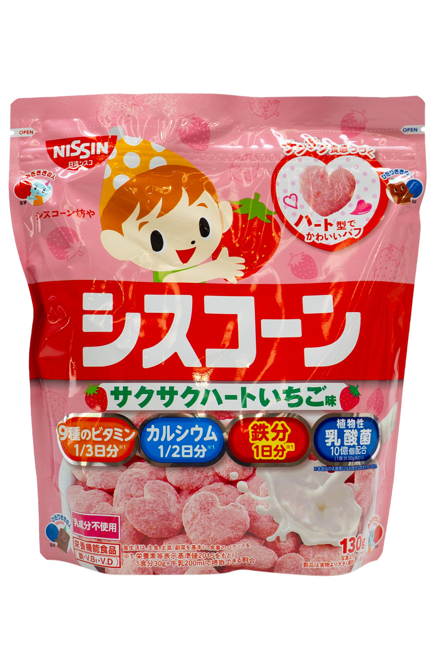 NISSIN Ciscorn Sakusaku Heart Strawberry 130g-Ichiba Junction