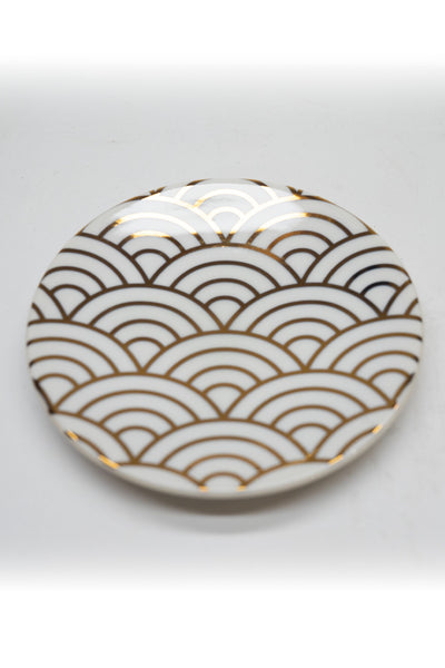 Edo Komon Minoyaki Small Plate 5p Gift Set (White)