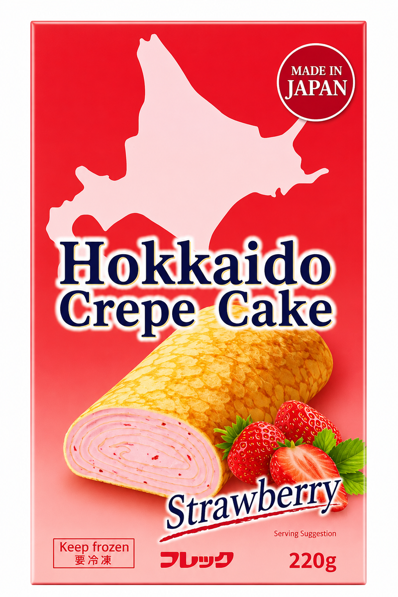 MANN TWICE BAKED 送料 AJINOMOTO Hokkaido Crepe Cake Strawberry 220g- ICHIBA JUNCTION