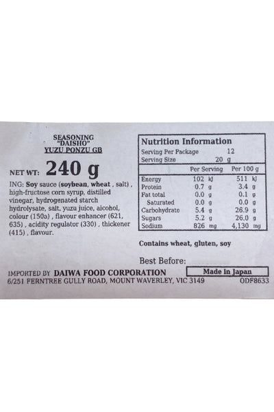 DAISHO Yuzu Ponzu 240g