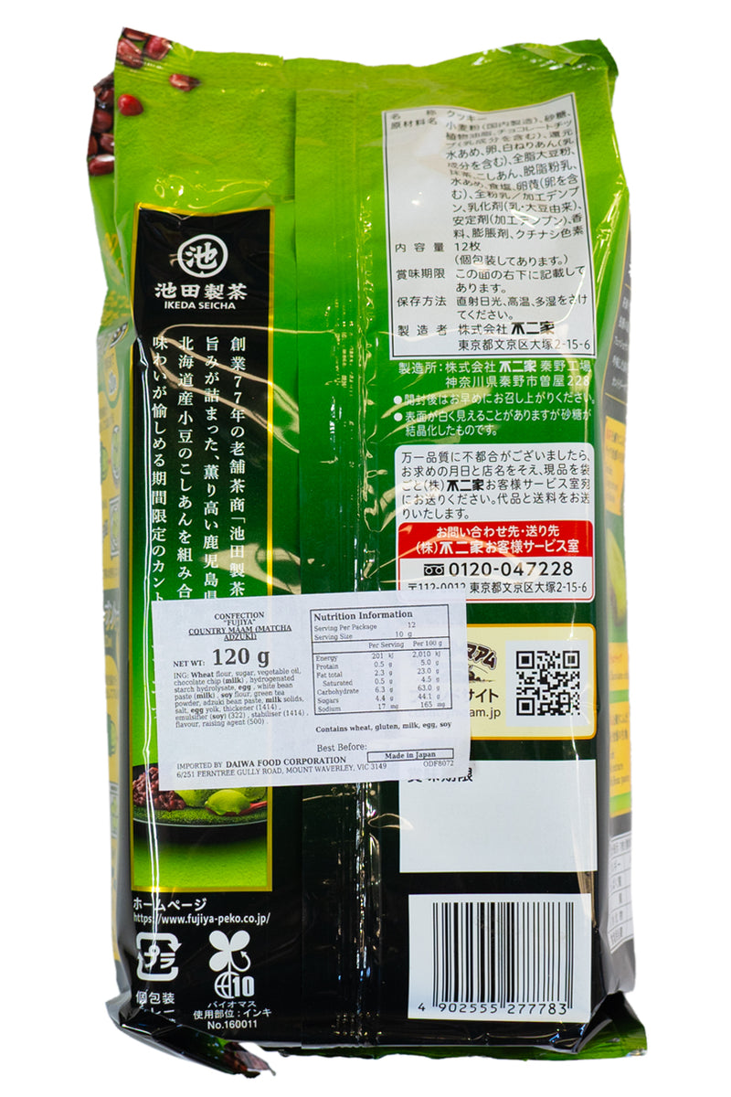 FUJIYA Country Maam Matcha Azuki 120g (12pcs x 10g)