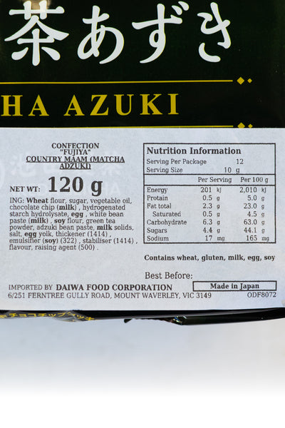FUJIYA Country Maam Matcha Azuki 120g (12pcs x 10g)