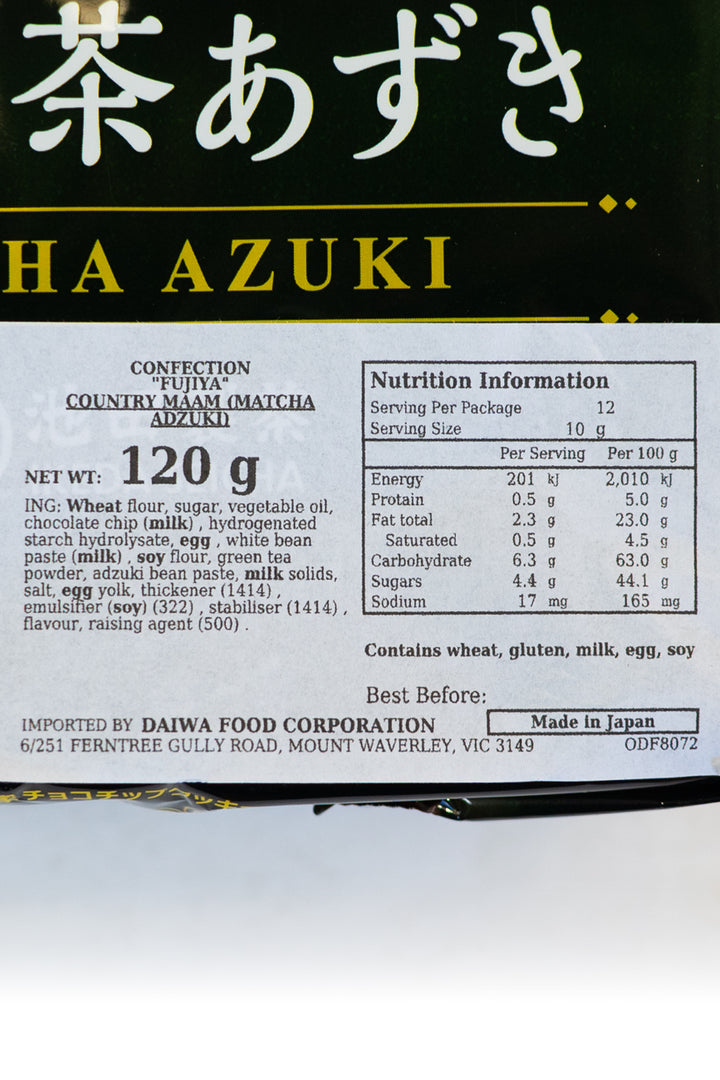 FUJIYA Country Maam Matcha Azuki 120g (12pcs x 10g)-Ichiba