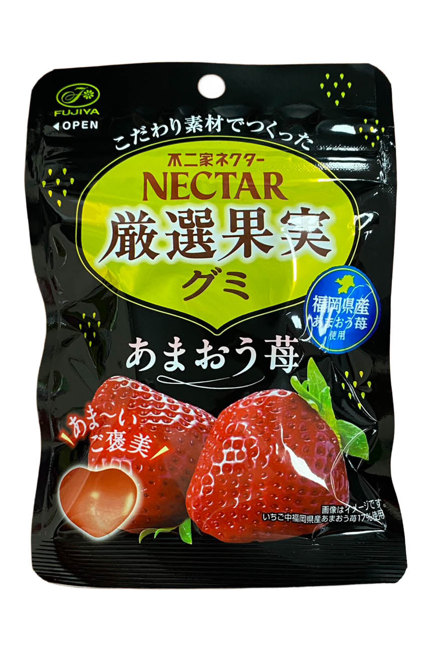 FUJIYA Nectar Gensen Kajitsu Gummy Amaou Strawberry 48g - ICHIBA