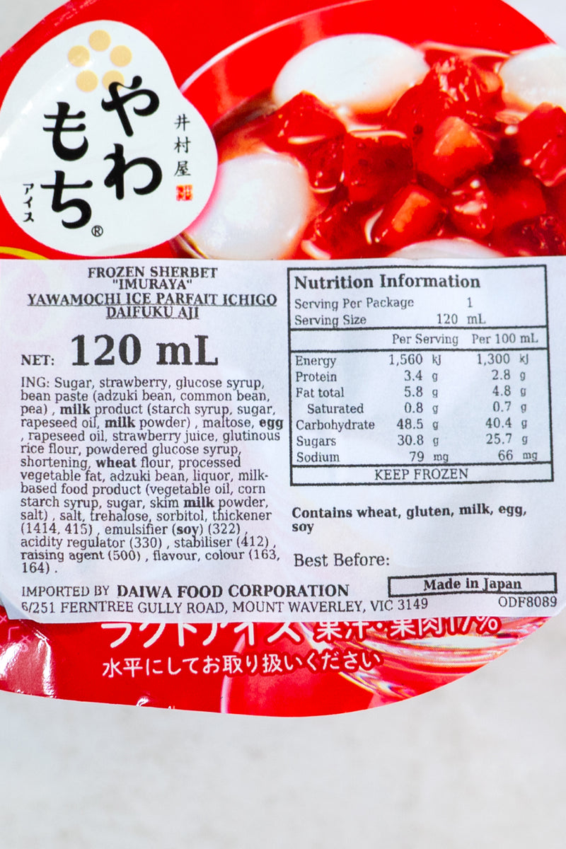 IMURAYA Yawamochi Ice Parfait Ichigo Strawberry Daifuku 120ml