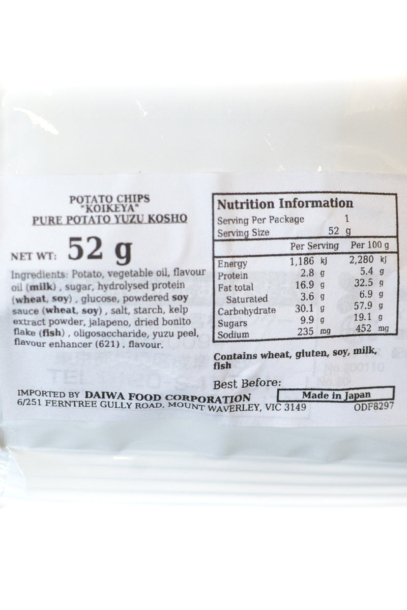 KOIKEYA Pure Potato Yuzu Kosho 52g