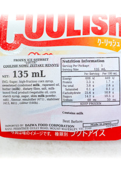 LOTTE Tokunou Coolish Nomu Zeitaku Rennyu 135ml