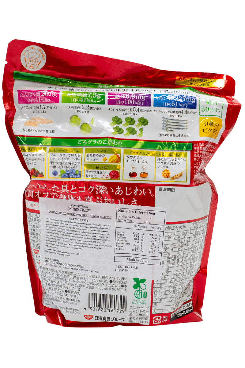 NISSIN Gorogura 50% Less Carbohydrate Irodori Kajitsu Fruits 350g