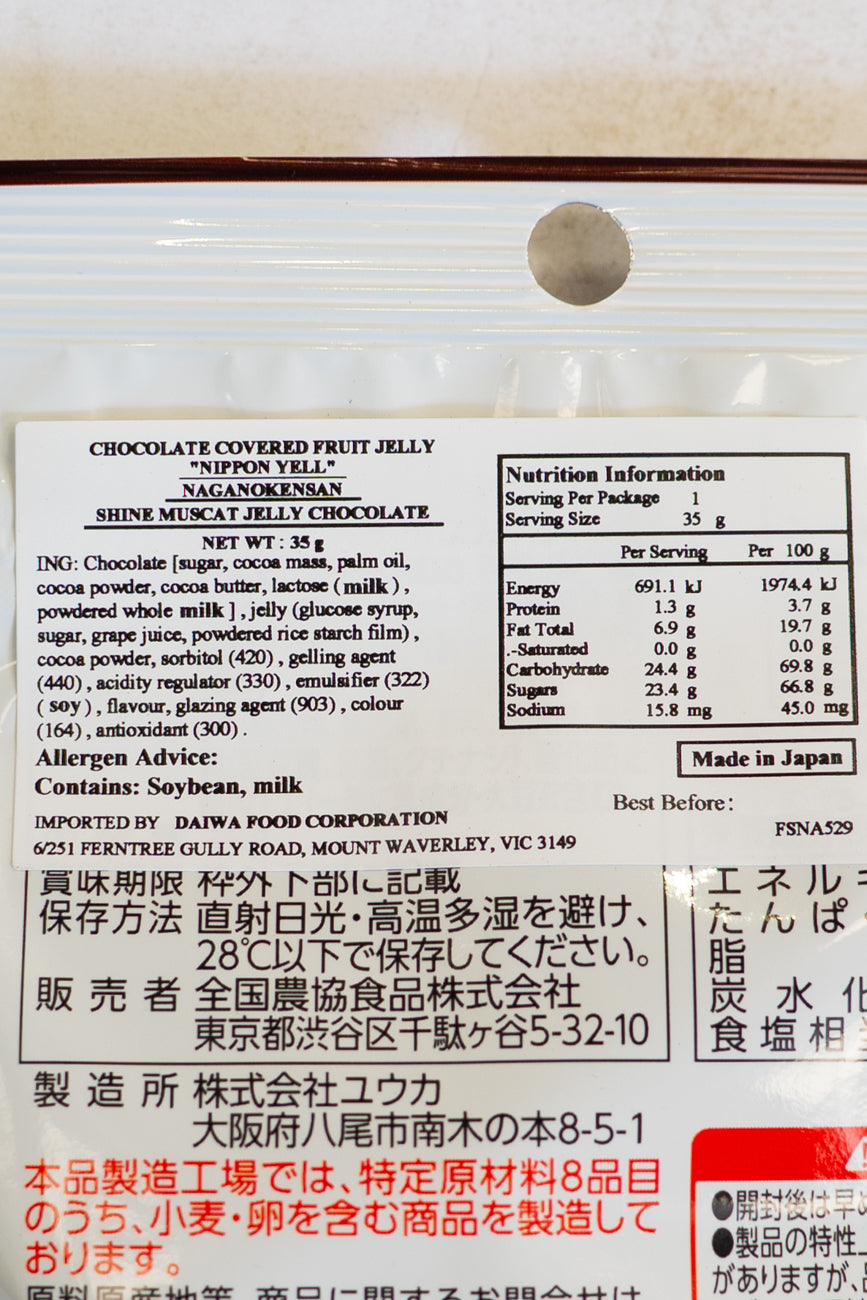 Nippon Ale Fruit Chocolate Nagano Shine Muscat 29g-Ichiba Junction