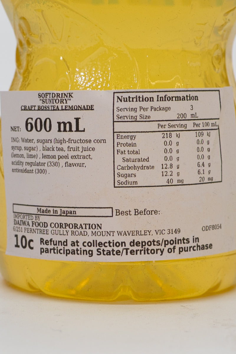 SUNTORY Craft Boss Tea Lemonade 600ml Cool Lime