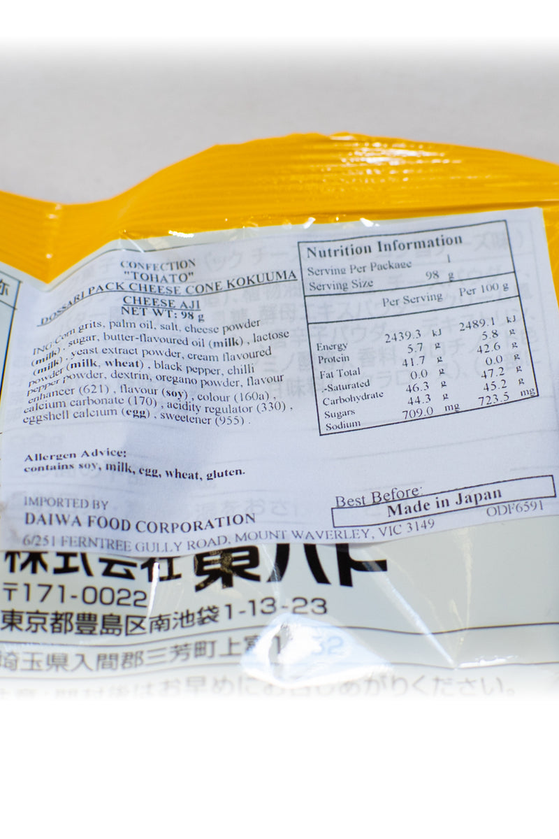 TOHATO Cheese Corn Kokuuma Cheese Dossari Pack 98g