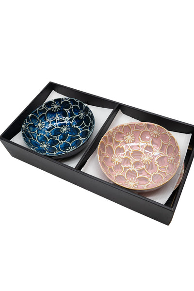 Youhinkaou Sankakusawachi Dish Bowl Pair with Gift Box