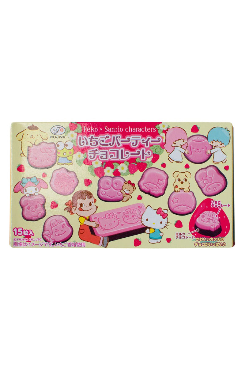 Fujiya Peko x Sanrio Characters Party Strawberry Chocolate 15pcs 40g