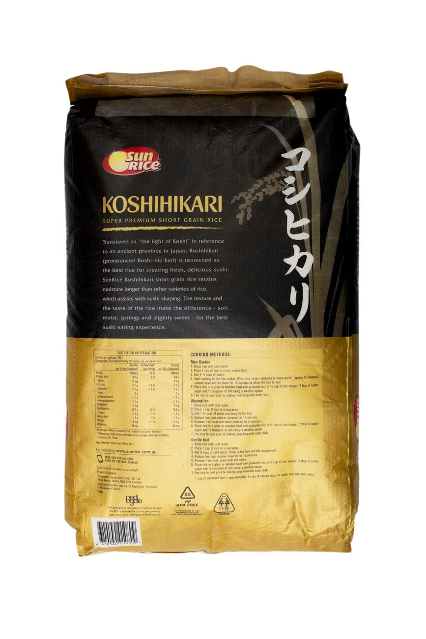 Sun Rice KOSHIHIKARI Rice 20kg Ichiba Junction – ichibajunction